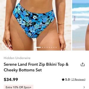 NWT CUPSHE Serene Land Front Zip Bikini Top